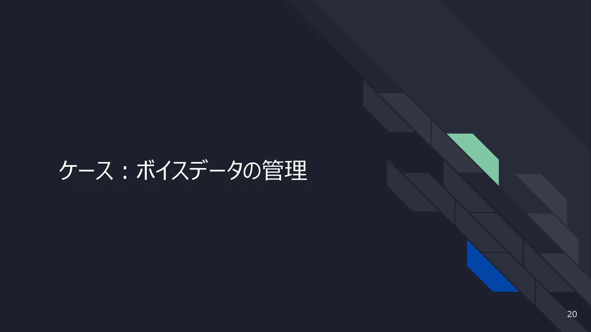 ケース：ボイスデータの管理
20
 