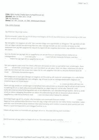 - Assange investigation (Sweden) SMS Marianne Ny and Lejnefors with Bjorn Hurtig 