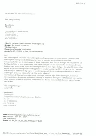 - Assange investigation (Sweden) SMS Marianne Ny and Lejnefors with Bjorn Hurtig 