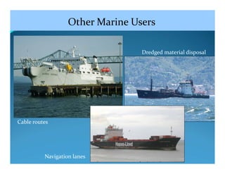 Other Marine Users

                                  Dredged material disposal




Cable routes




          Navigation lanes
 