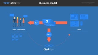 Social reporting platformSocial reporting platform
Business model
50%
Users = Contributors Media
50%
 