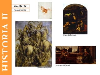 HISTORIA II Renacimiento siglo XIV - XV Batalla de Anghiari Virgen de la rocas La virgen y el angel 
