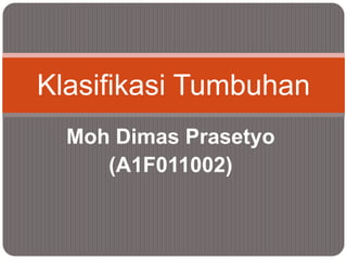 Klasifikasi Tumbuhan
  Moh Dimas Prasetyo
     (A1F011002)
 