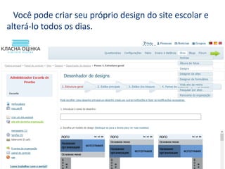 Você pode criar seu próprio design do site escolar e
alterá-lo todos os dias.
 