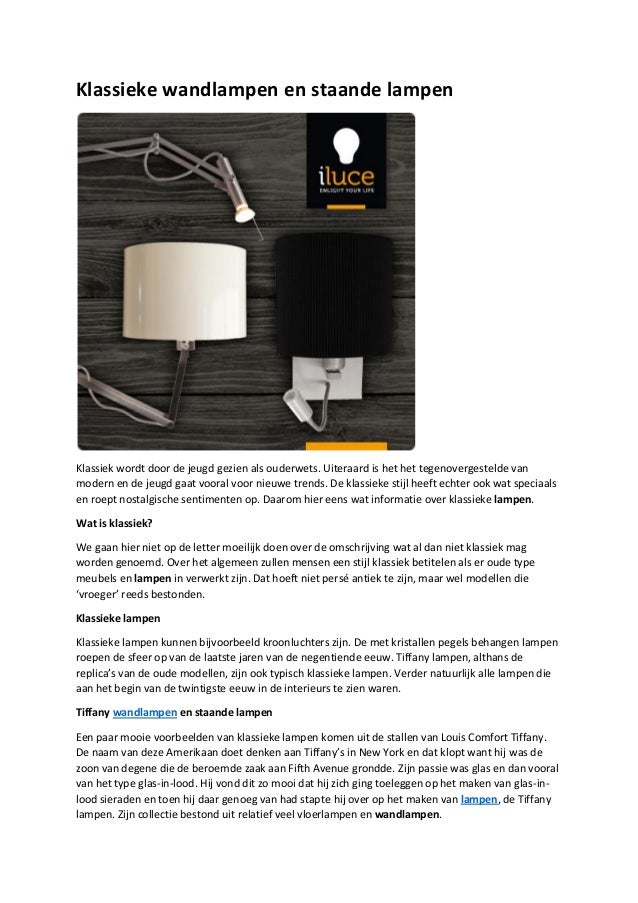 Klassieke Wandlampen En Staande Lampen