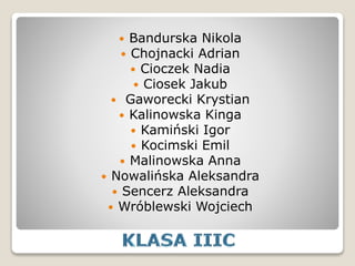  Bandurska Nikola
 Chojnacki Adrian
 Cioczek Nadia
 Ciosek Jakub
 Gaworecki Krystian
 Kalinowska Kinga
 Kamiński Igor
 Kocimski Emil
 Malinowska Anna
 Nowalińska Aleksandra
 Sencerz Aleksandra
 Wróblewski Wojciech
 