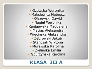  Gzowska Weronika
 Maksiewicz Mateusz
 Olszewski Dawid
 Nagiel Weronika
 Kanigowska Magdalena
 Macias Aleksandra
 Wiecińska Aleksandra
 Żebrowski Jakub
 Stańczak Wiktoria
 Murawska Karolina
 Zielińska Emilia
 Gburzyńska Karolina
 