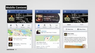31
Engagement
Mobile gibt es keine Facebook Tabs.
Engagement ﬁndet im Newsfeed statt.
 
