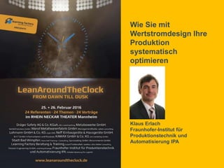 Wie Sie mit
Wertstromdesign Ihre
Produktion
systematisch
optimieren
Klaus Erlach
Fraunhofer-Institut für
Produktionstechnik und
Automatisierung IPA
 