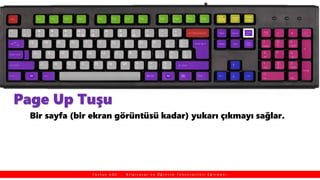 Page Up Tuşu
Bir sayfa (bir ekran görüntüsü kadar) yukarı çıkmayı sağlar.
T a y f u n K O Ç , B i l g i s a y a r v e Ö ğ r e t i m T e k n o l o j i l e r i E ğ i t m e n i
 