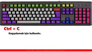 Ctrl + C
Kopyalamak için kullanılır.
T a y f u n K O Ç , B i l g i s a y a r v e Ö ğ r e t i m T e k n o l o j i l e r i E ğ i t m e n i
 