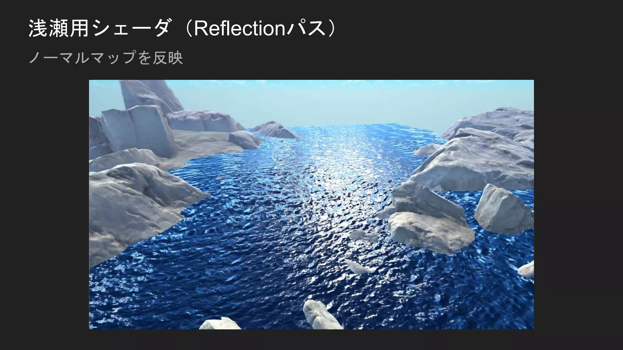 浅瀬用シェーダ（Reflectionパス）
ノーマルマップを反映
 
