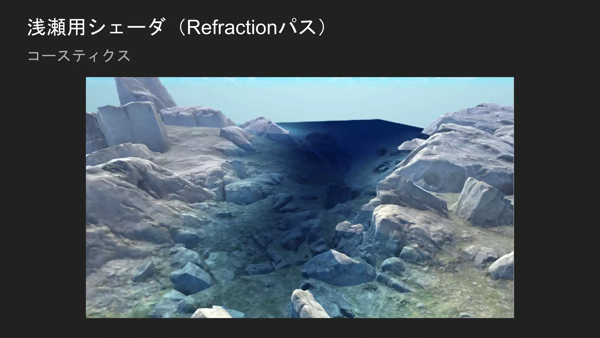 浅瀬用シェーダ（Refractionパス）
コースティクス
 