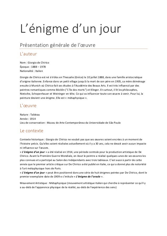 Hda Fiche Lénigme Dun Jour - 