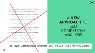 A NEW
APPROACH TO
SEO
COMPETITIVE
ANALYSIS
 
