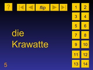 flip 5 1 3 2 4 5 7 6 8 9 10 11 12 13 14 die Krawatte 