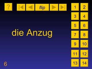 flip 6 1 3 2 4 5 7 6 8 9 10 11 12 13 14 die Anzug 