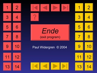 Ende (exit program) Paul Widergren  © 2004 1 3 2 4 5 7 6 8 9 10 11 12 13 14 1 3 2 4 5 7 6 8 9 10 11 12 13 14 