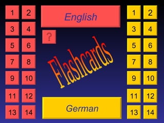 English German Flashcards 1 3 2 4 5 7 6 8 9 10 11 12 13 14 1 3 2 4 5 7 6 8 9 10 11 12 13 14 