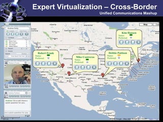 Expert Virtualization – Cross-Border
                                   Unified Communications Mashup




                                                      Kim Hansen
                                                   Status:
                                                   Preferred:




  Robert Frank                         Debbie Pattison
Status:                               Status:
Preferred:        Mike Contreras      Preferred:
                 Status:
                 Preferred:
 