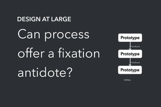 Can process
offer a ﬁxation
antidote? Prototype
Prototype
Prototype
SERIAL
DESIGN AT LARGE
Feedback
Feedback
 
