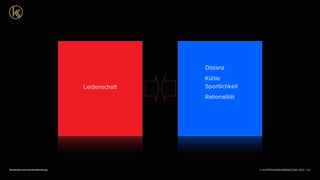 © KLEPPER MARKENBERATUNG 2013 |facebook.com/markenberatung
Distanz
Kühle
Sportlichkeit
Rationalität
Leidenschaft
120
 