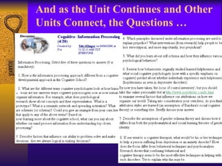 And as the Unit Continues and Other Units Connect, the Questions … 