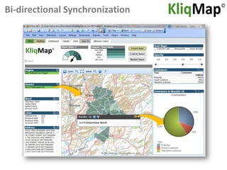 KliqMap - Visual & Intuitive Synchronisation
            ©



                                                                 +
     Analyze by subsequent selections, include and exclude…   View & Analyze




      All               Selected                 Deselected




                   =                       +
 