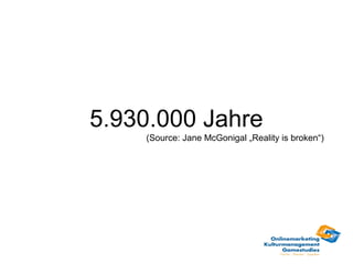 5.930.000 Jahre
    (Source: Jane McGonigal „Reality is broken“)
 