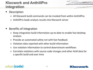 How Rto Use Klocwork Improving Development Productivity: Static Analysis and Continuous ...