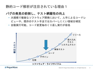 62002-2014 Rogue Wave Software, Inc. All Rights Reserved. 62002-2014 Rogue Wave Software, Inc. All Rights Reserved.
Goto Fail問題の静的解析による指摘例
 