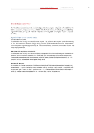 21
Expected steel sector trend
Expected trend in our core customer sectors
 