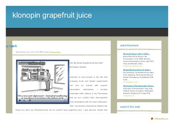Grapefruit Juice And Klonopin