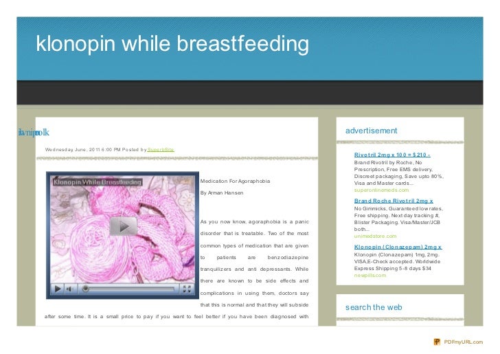 How long does it take for klonopin to get out of breastmilk