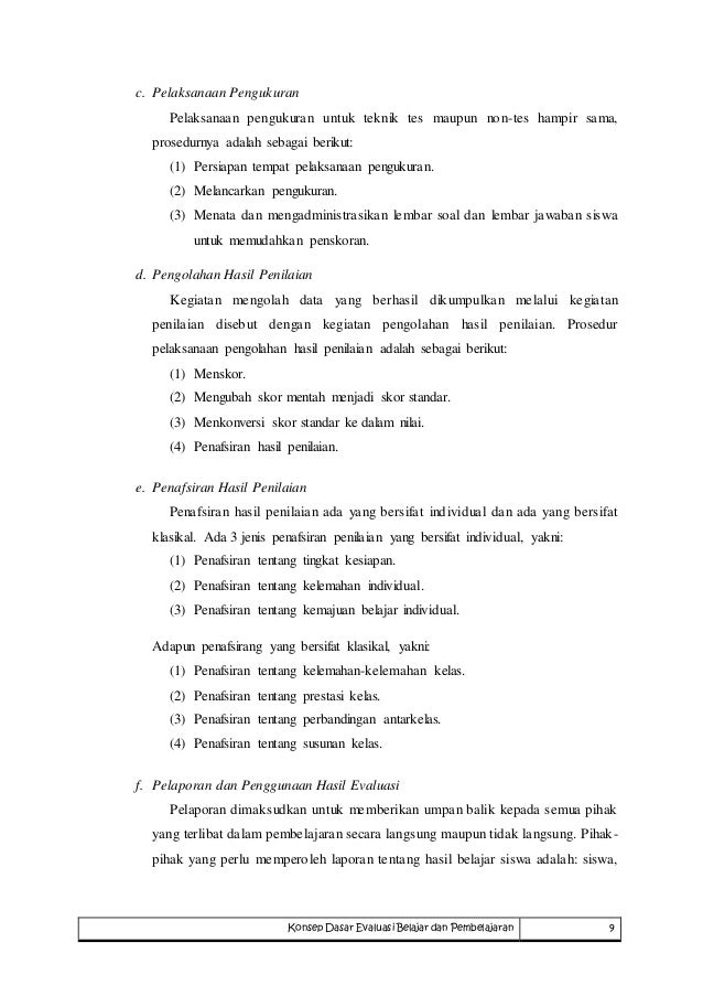Konsep Dasar Evaluasi Belajar Dan Pembelajaran