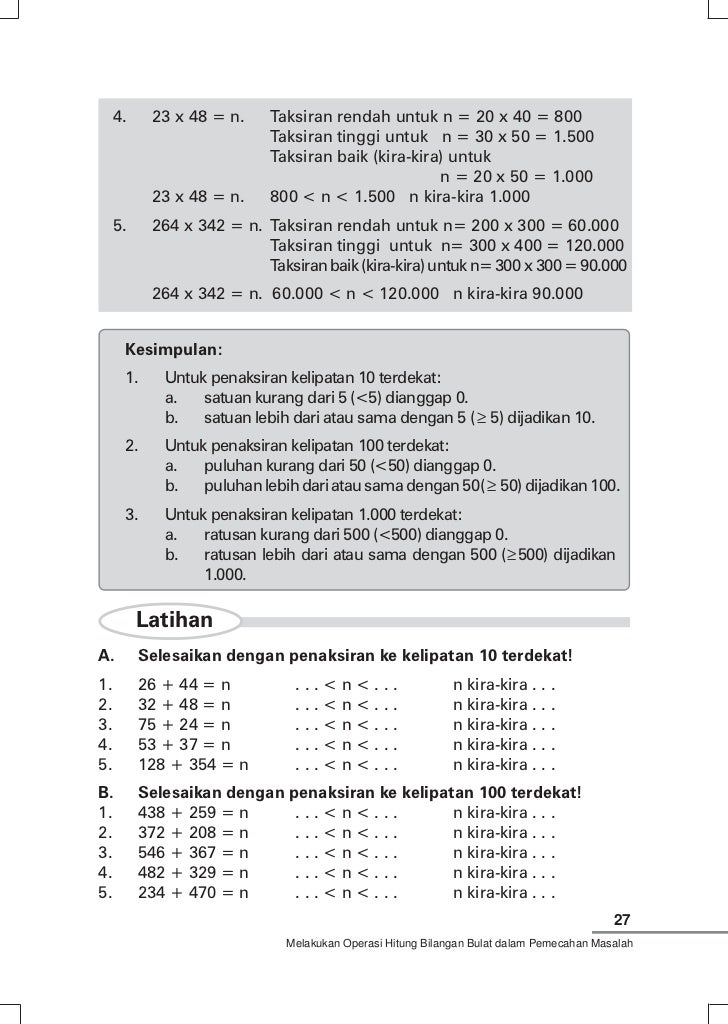 Contoh Latihan Soal: Soal Matematika Kelas 5 Sd Pembulatan Dan Penaksiran