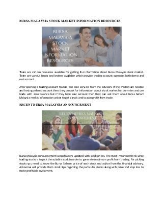 Klse Market Watch For Bursa Malaysian Investor