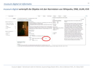14
museum-digital ist informativ

museum-digital verknüpft die Objekte mit den Normdaten von Wikipedia, DNB, ULAN, KVK



...