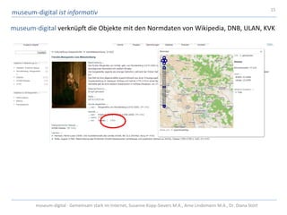 15
museum-digital ist informativ

museum-digital verknüpft die Objekte mit den Normdaten von Wikipedia, DNB, ULAN, KVK



...