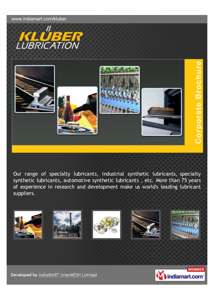 Kluber Lubrication India Private Limited, Bengaluru, Food Grade Lubricants