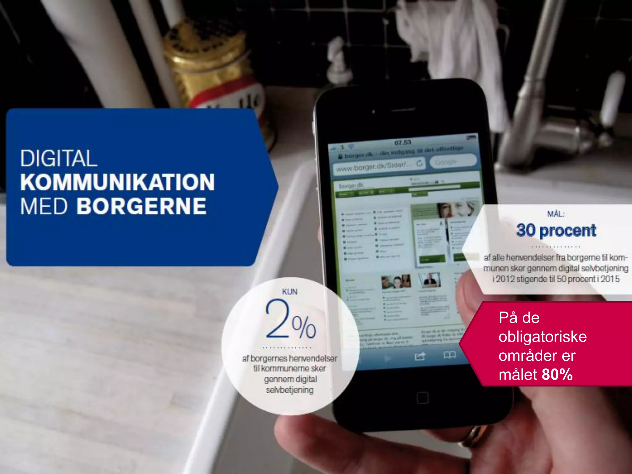 På de
obligatoriske
områder er
målet 80%
 