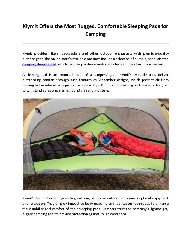 Klymit Offers The Most Rugged Comfortable Sleeping Pads For Camping