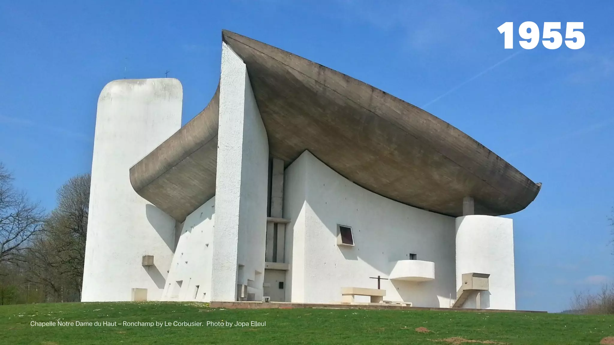 Chapelle Notre Dame du Haut – Ronchamp by Le Corbusier. Photo by Jopa Elleul
1955
 