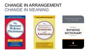 CHANGE IN ARRANGEMENT
CHANGE IN MEANING
 