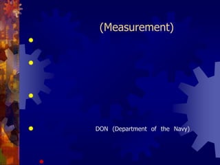 5. การวัดผล (Measurement)การวัดผลช่วยบอกสถานะของกระบวนการหรือกิจกรรมต่างๆ ภายในองค์กรช่วยให้องค์กรสามารถทบทวน แก้ไขข้อบกพร่องต่างๆ รวมถึงปรับปรุง      ให้กระบวนการต่างๆ ประสบผลสำเร็จมากยิ่งขึ้นวัตถุประสงค์ของการวัดผลจริงๆ จึงไม่ใช่เป็นการควบคุมแต่เป็นการบริหารจัดการและการเรียนรู้พัฒนาการวัดผลโดยวิธี DON (Department of the Navy)ของสหรัฐอเมริกา จะแบ่งการวัดผลจากการจัดการความรู้ออกเป็น 3 ส่วน คือ การวัดระบบหรือกิจกรรมต่างๆ ในการจัดการความรู้ (System Measures)การวัดปัจจัยส่งออก (Output Measures)การวัดผลลัพธ์ (Outcome Measures)