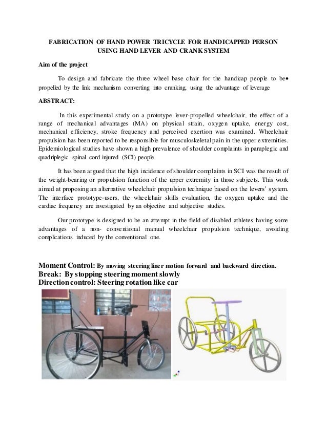 tricycle for handicapped person