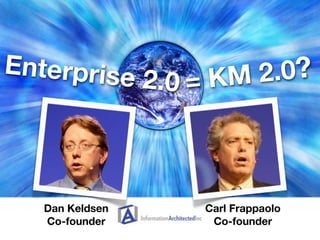 Enterprise                2.0?
                 2.0 = KM



   Dan Keldsen       Carl Frappaolo
   Co-founder         Co-founder
 