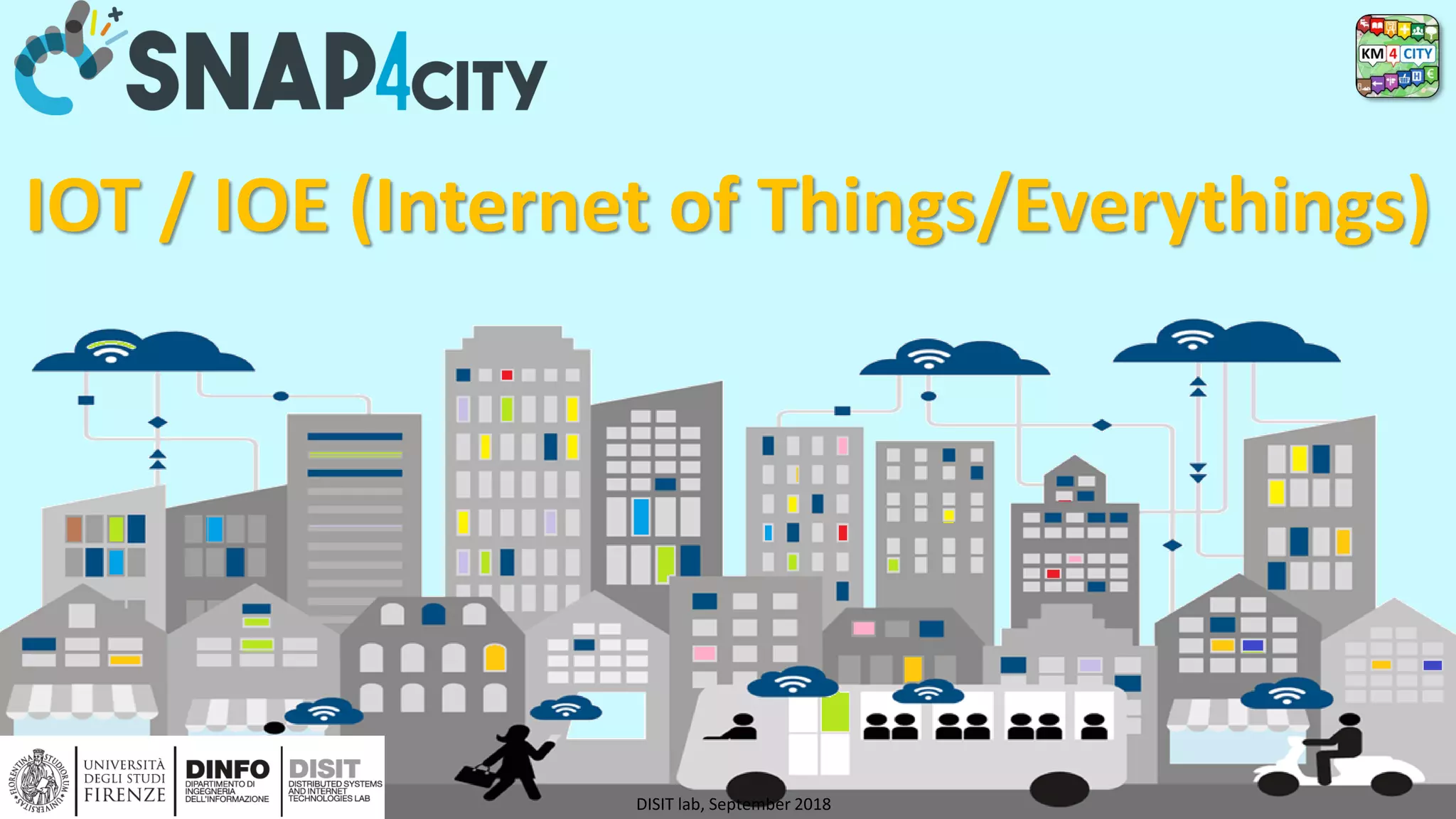 DISIT Lab, Distributed Data Intelligence and Technologies
Distributed Systems and Internet Technologies
Department of Information Engineering (DINFO)
http://www.disit.dinfo.unifi.it
http://www.disit.org
DISIT lab, September 2018
IOT / IOE (Internet of Things/Everythings)
 