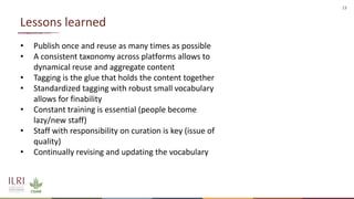 ILRI KM Architecture: use of open access and FAIR principles to make knowledge travel 