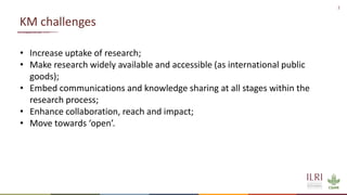ILRI KM Architecture: use of open access and FAIR principles to make knowledge travel 